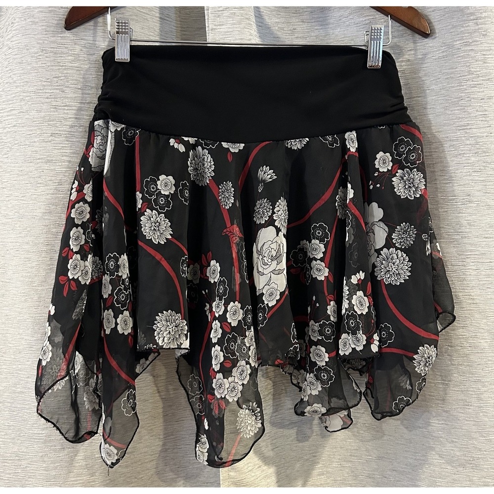 Star City Women's‎ Asymmetrical Floral Ruffle Skirt Multicolor Size Large Grunge